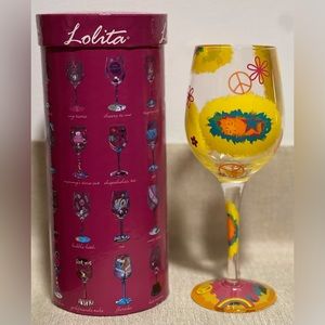 LOLITA Tye Dye NEW Stem Wine Glass $49.95 Hand Painted 15 Oz With Recipe PEACE